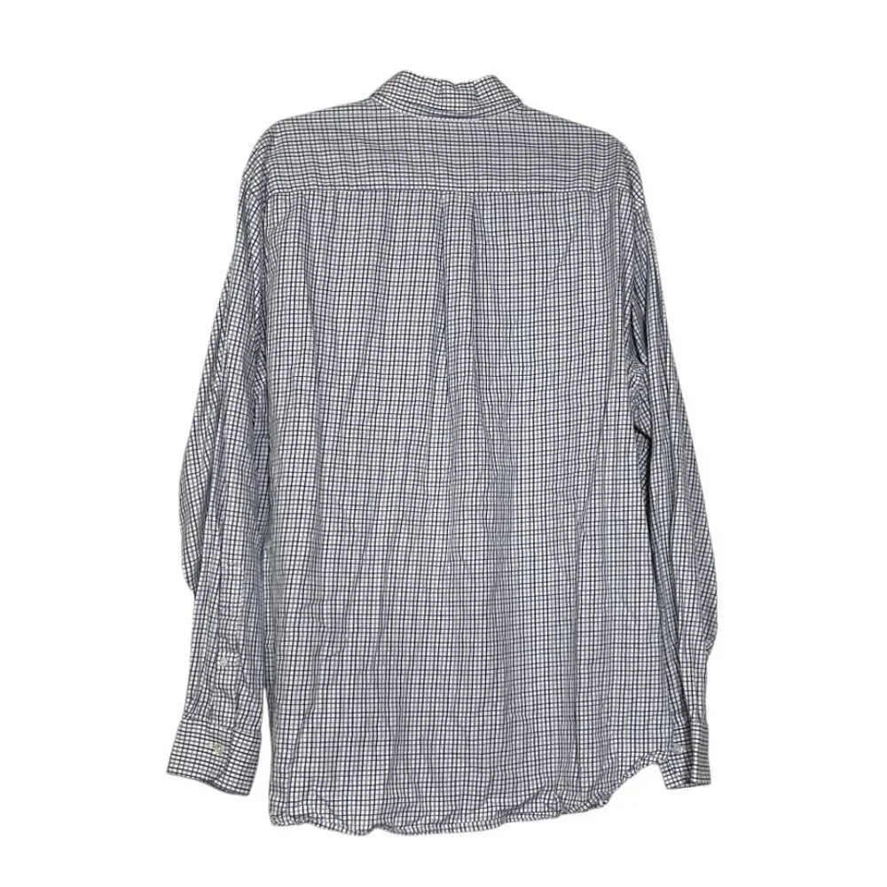 Brooks Brothers Blue and White Check Dress Shirt Egyptian Cotton Size XL/L